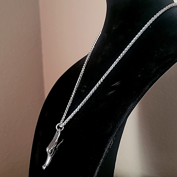 New! MEN'S Stainless Steel Alligator / Crocodile Head Pendant Necklace. - Picture 6 of 7